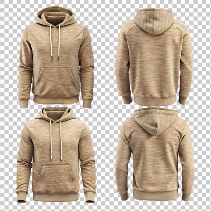 PSD un conjunto de sudaderas con capucha que muestran vistas delanteras y traseras