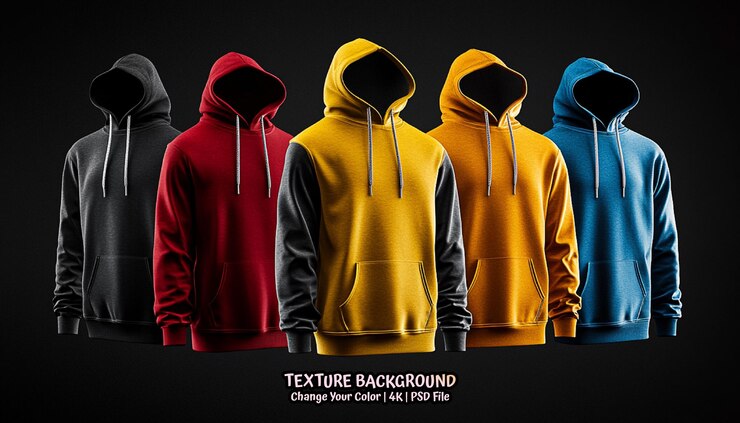 PSD conjunto de sudaderas coloridas con fondo transparente en varios tonos y estilos