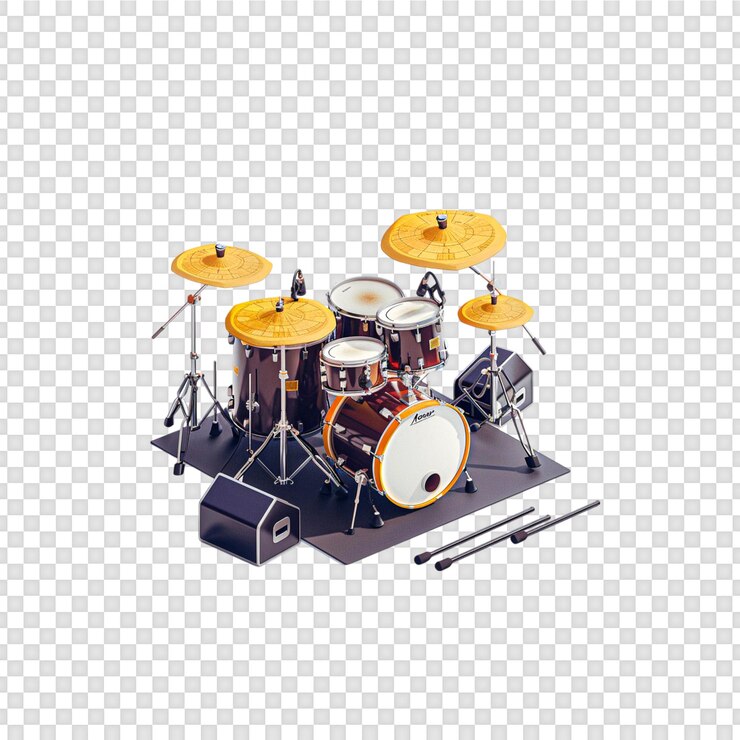 PSD conjunto de tambores coloridos aislados en un fondo transparente