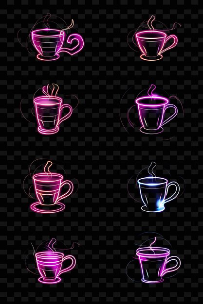 PSD conjunto de tazas con una taza de té en un fondo oscuro