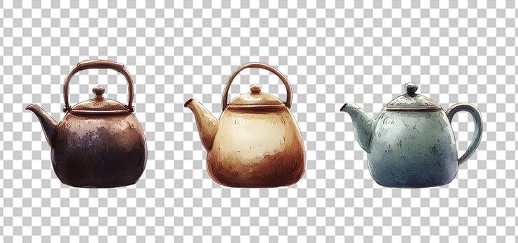PSD conjunto de una tetera tradicional china aislada de fondo transparente