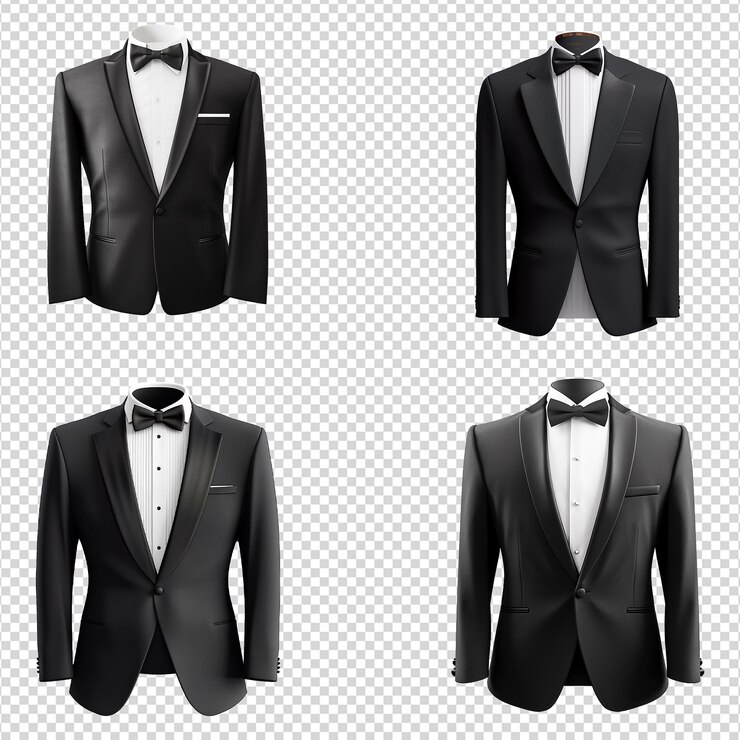 PSD un conjunto de trajes de tuxedo aislados en un fondo transparente png