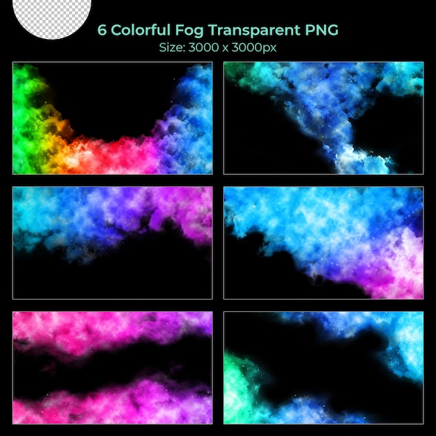 PSD conjunto transparente de coloridas formas realistas de nieblas