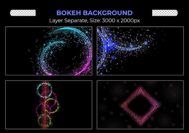Conjunto transparente de efeitos de luz brilhante bokeh colorido