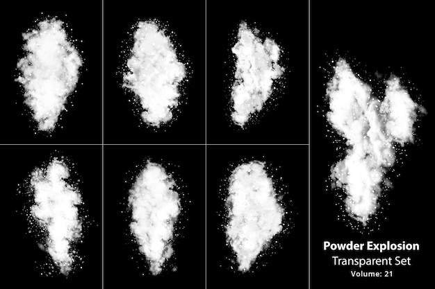 Conjunto transparente de fumaça de explosão de pó