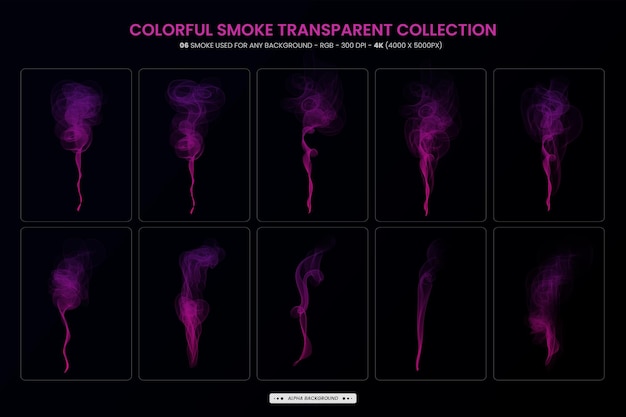 Conjunto transparente de humo de color