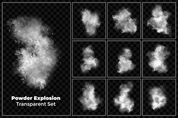 Conjunto transparente de humo de explosión de polvo