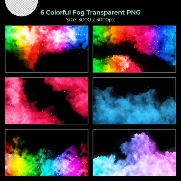 PSD conjunto transparente de humo de niebla realista colorido