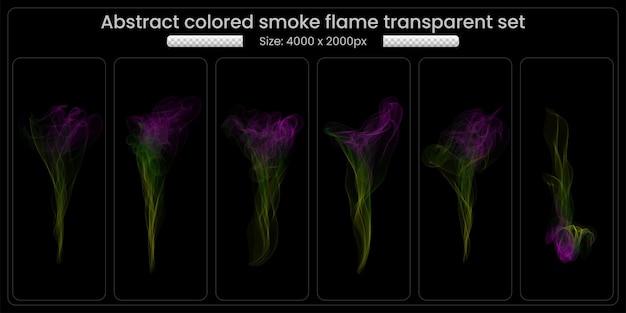 Conjunto transparente de llama de humo de color abstracto