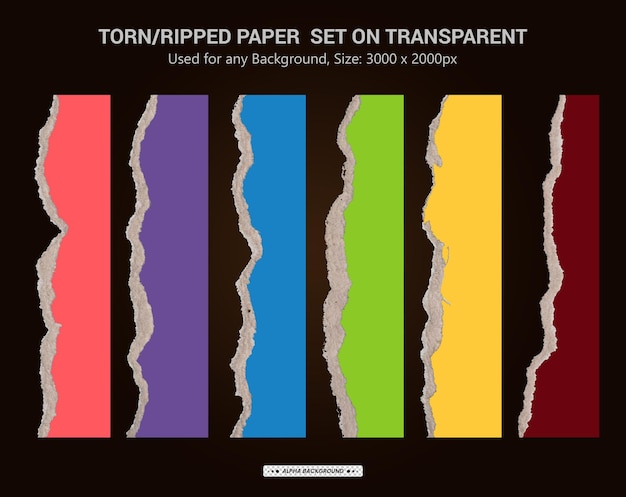 PSD conjunto transparente realista de papel rasgado