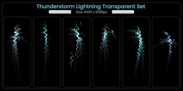 Conjunto transparente de relámpago de tormenta realista