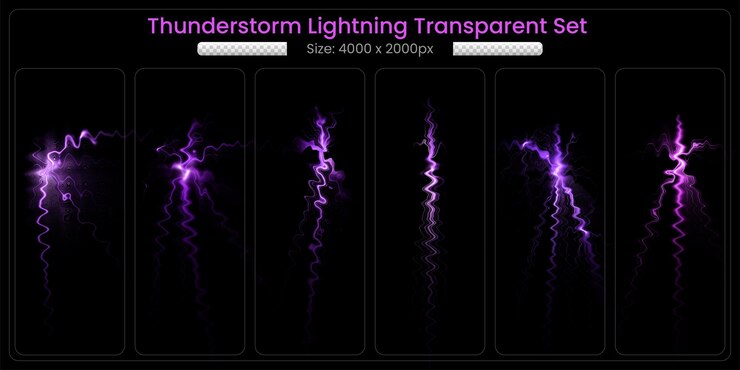 PSD conjunto transparente de relámpago de tormenta realista