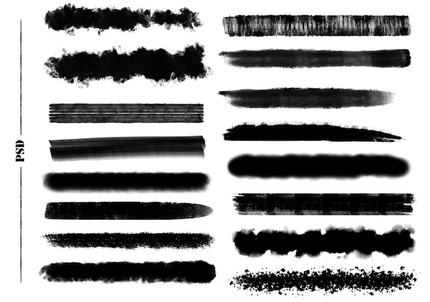 Conjunto de trazos de pincel negro