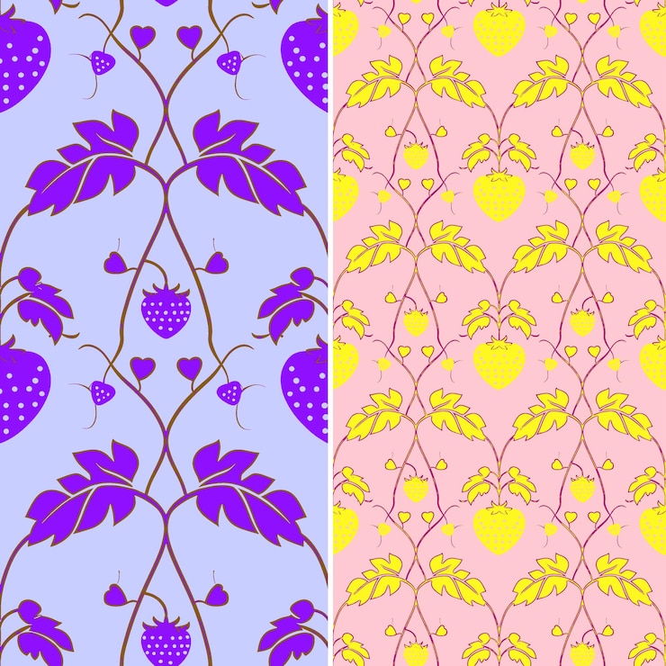 PSD un conjunto de tres patrones diferentes con uvas y hojas