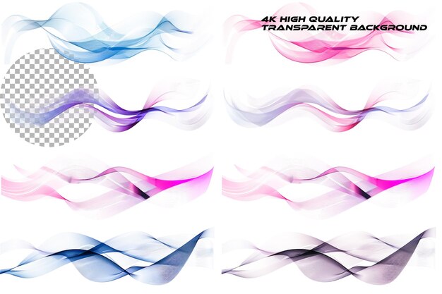 Conjunto vectorial de ondas de color Ilustración vectorial en fondo blanco