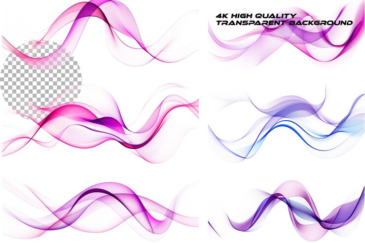 PSD conjunto vectorial de ondas de color ilustración vectorial en fondo blanco