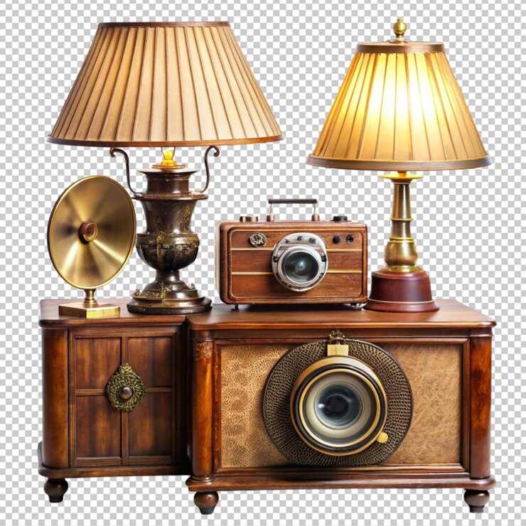 PSD conjunto vintage aislado sobre un fondo transparente