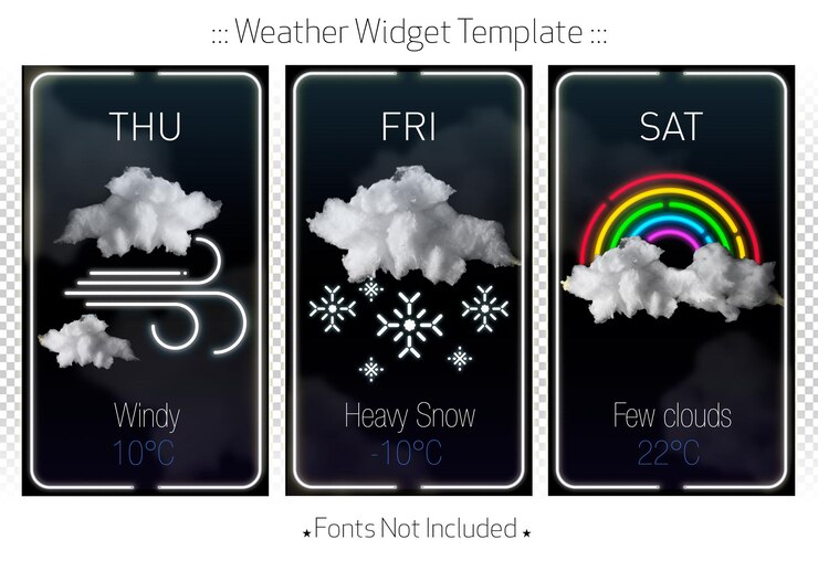 PSD conjunto de widget meteorológico dos