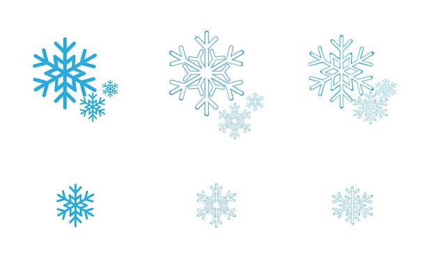 Conjuntos de copos de nieve Clima de invierno y elementos de la temporada fría