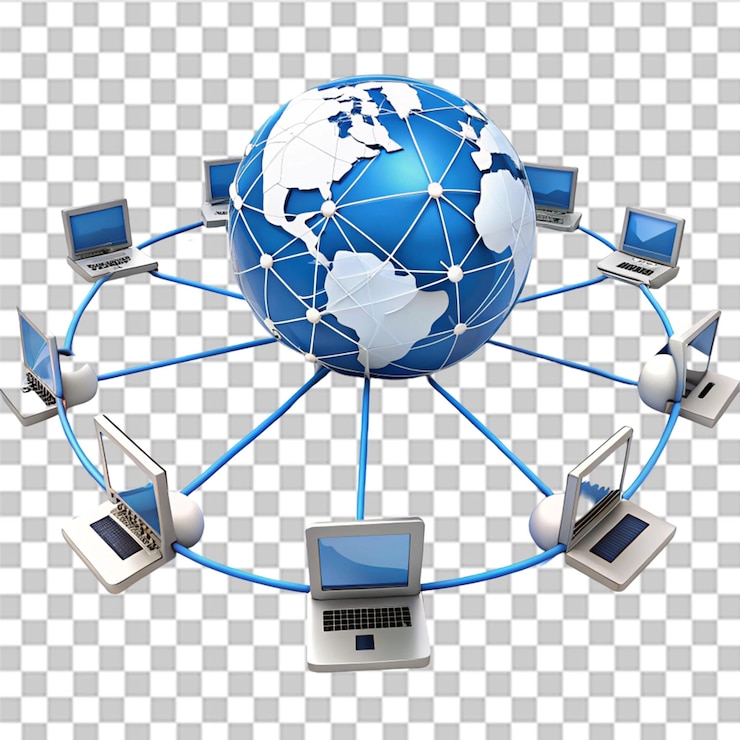 PSD connessione a internet della rete isolata su uno sfondo trasparente