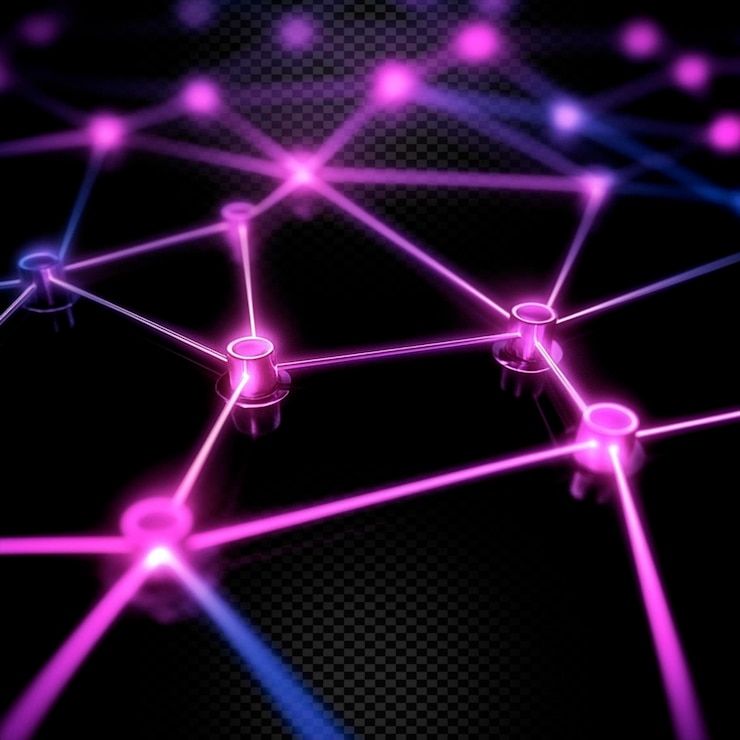 PSD connessioni di rete astratte con effetto neon