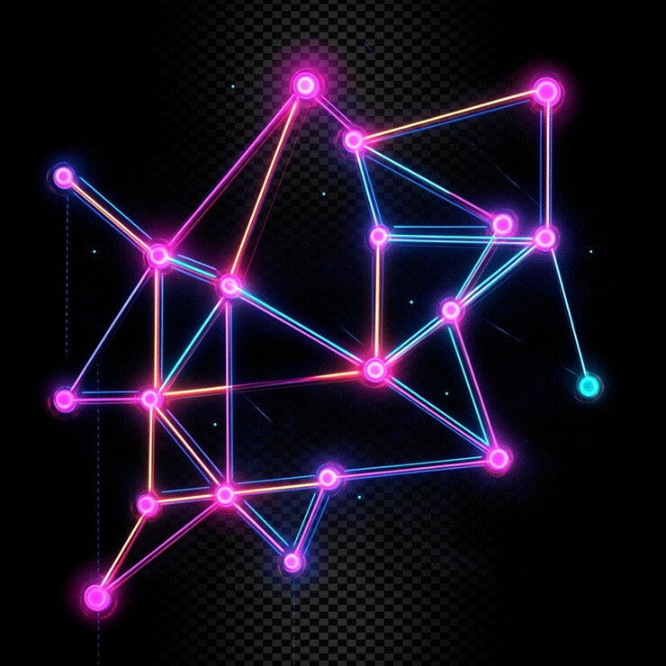 PSD connessioni di rete astratte con effetto neon