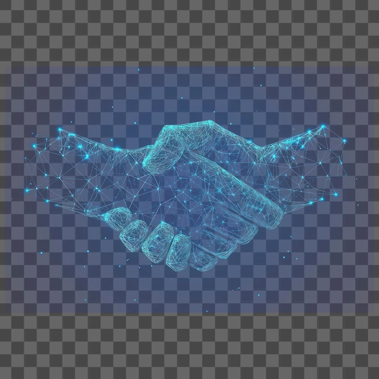PSD connexion au réseau de poignée de main numérique png