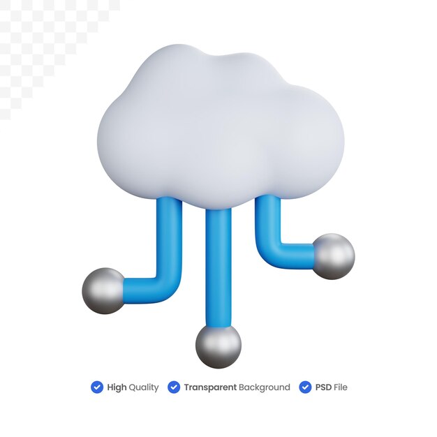 PSD connexion cloud de rendu 3d isolée