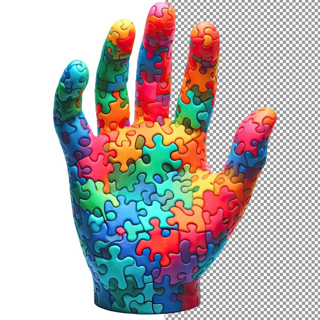 PSD connexion colorée main de puzzle isolée pour des conceptions créatives