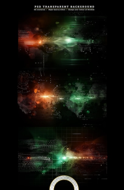 PSD connexion des points et des lignes et texture de la carte de circuit imprimé sur fond transparent