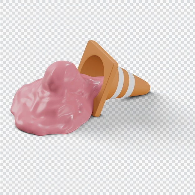 PSD cono 3d con helado en 3d rendering aislado