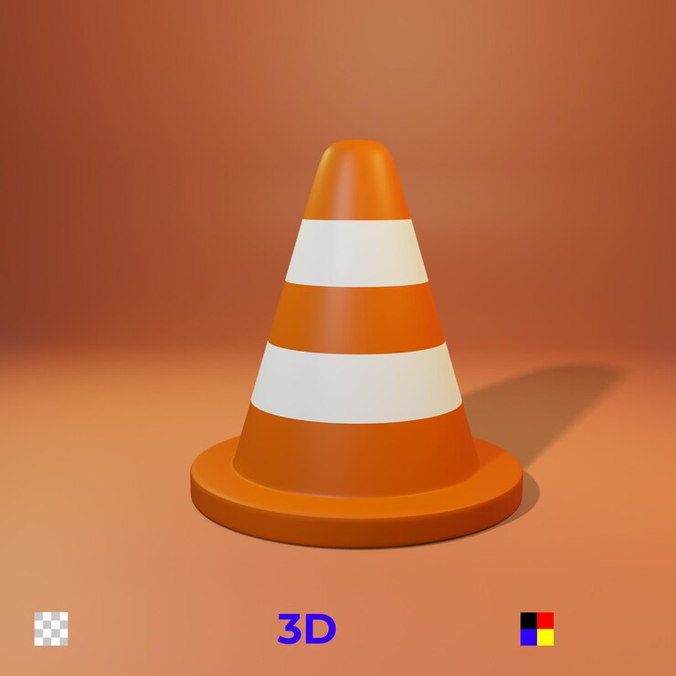 PSD cono de advertencia de tráfico naranja. fondo transparente y cambio de color psd