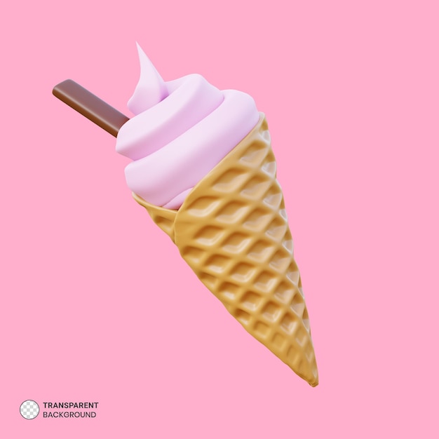 Cono gelato icona isolato 3d rendering illustrazione
