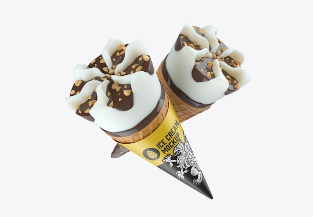 Cono gelato Mockup rendering 3D