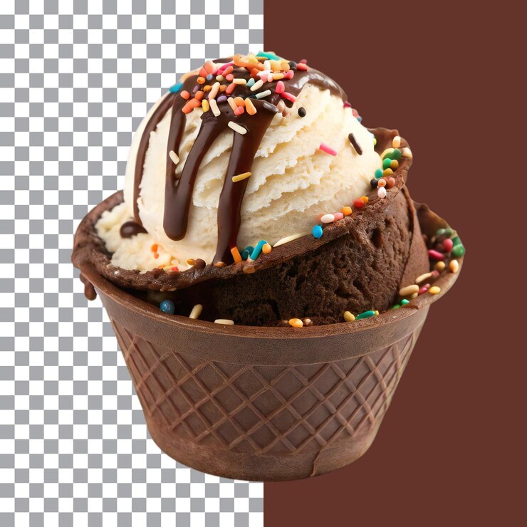 Cono de helado aislado con fondo transparente