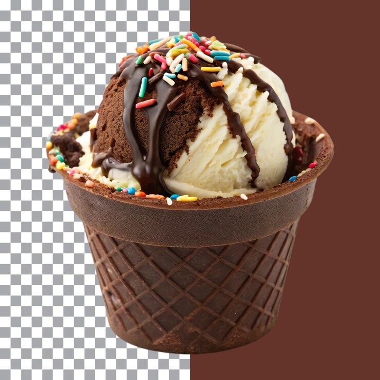 Cono de helado aislado con fondo transparente