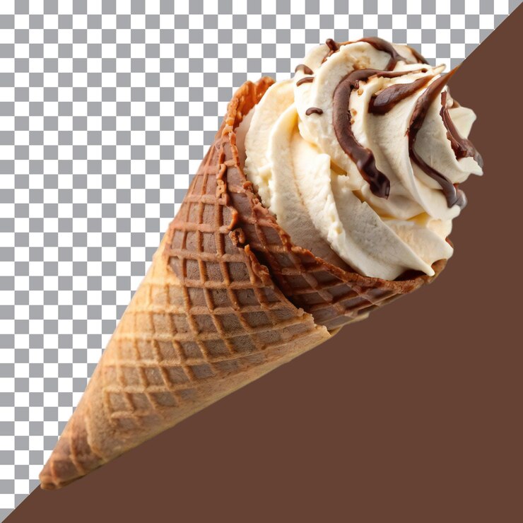 Cono de helado aislado con fondo transparente