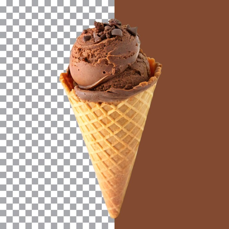 Cono de helado aislado con fondo transparente