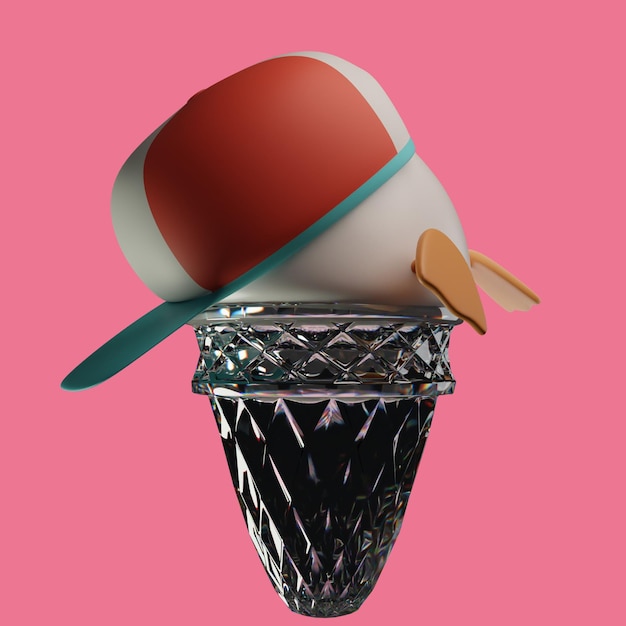 un cono de helado con una espada en la parte superior