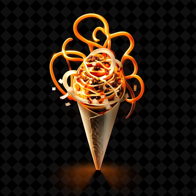 PSD un cono de helado con la palabra helado en él