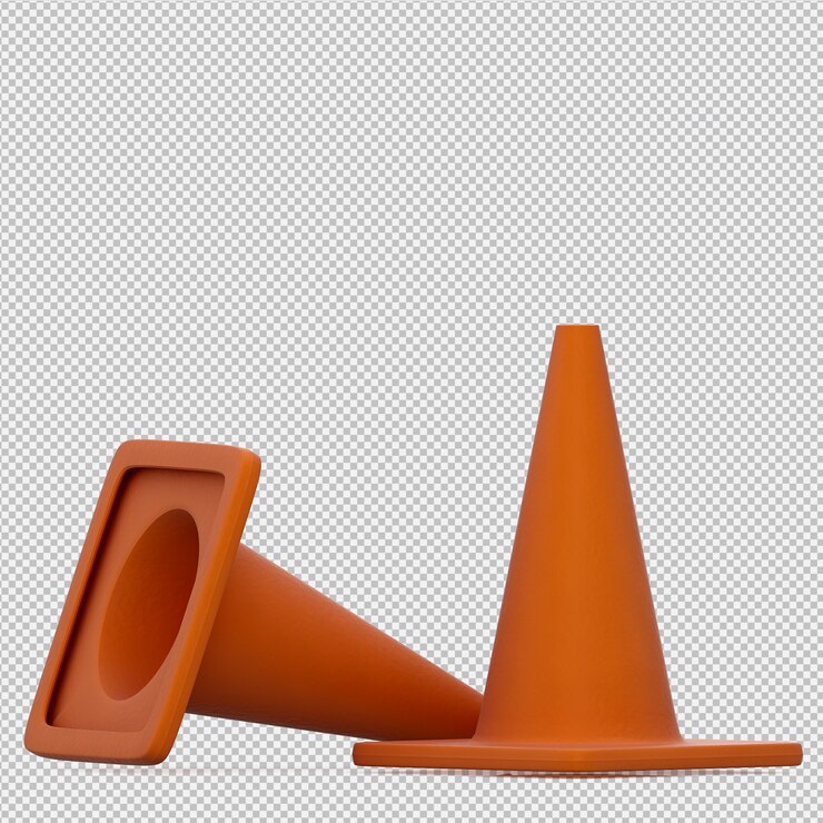 PSD cono isométrico de advertencia render 3d