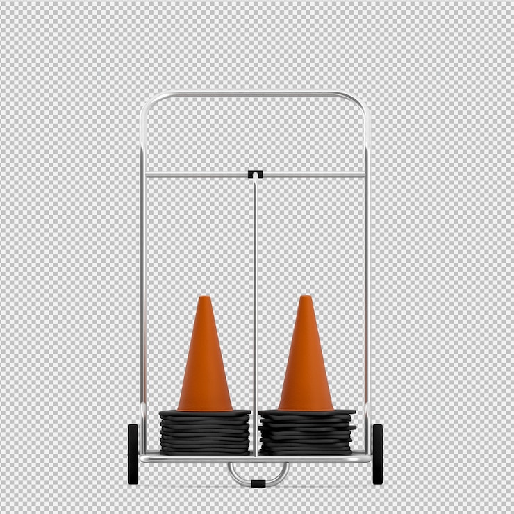 PSD cono isométrico de advertencia render 3d
