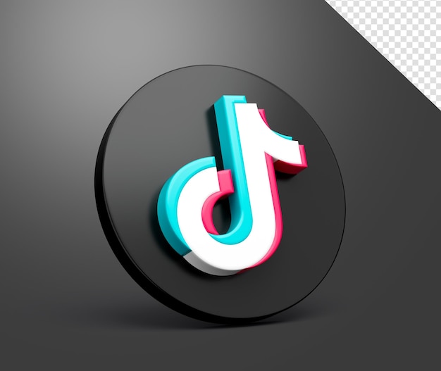 Ícono del logotipo Tiktok 3d para redes sociales sobre fondo negro