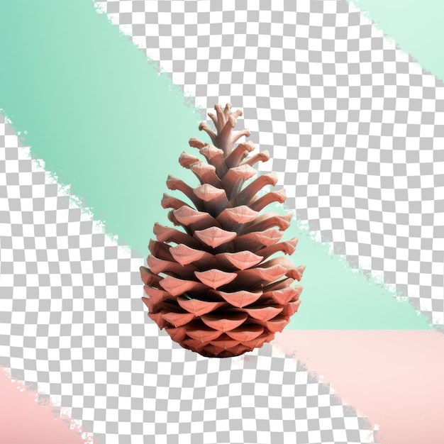 PSD un cono de pino está de pie en un fondo blanco y verde