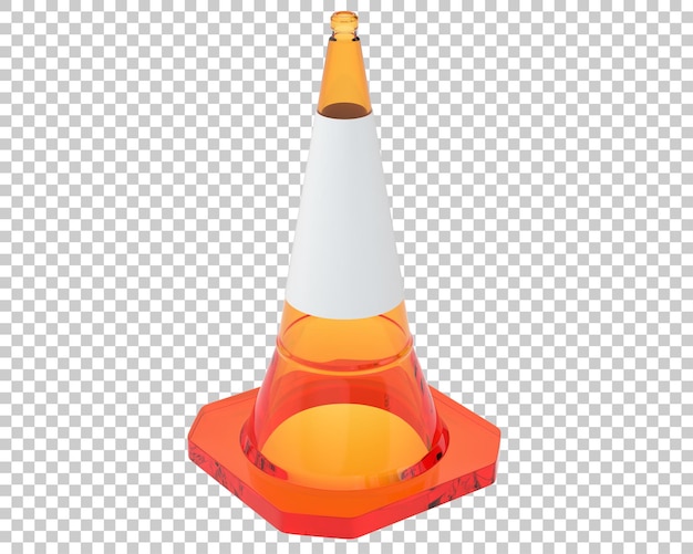 Cono de tráfico en la ilustración de renderizado 3d de fondo transparente