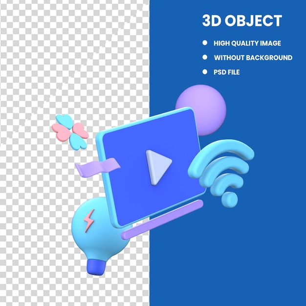 Ícono de video de utilidad 3D