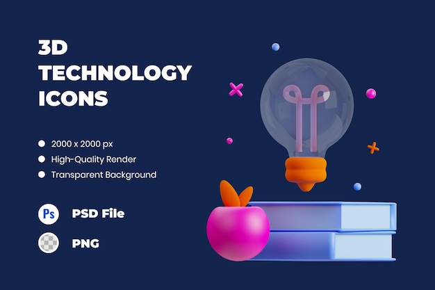 PSD conocimiento de ilustración de icono 3d