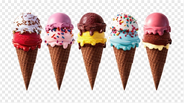 Los conos de helado están apilados uno encima del otro