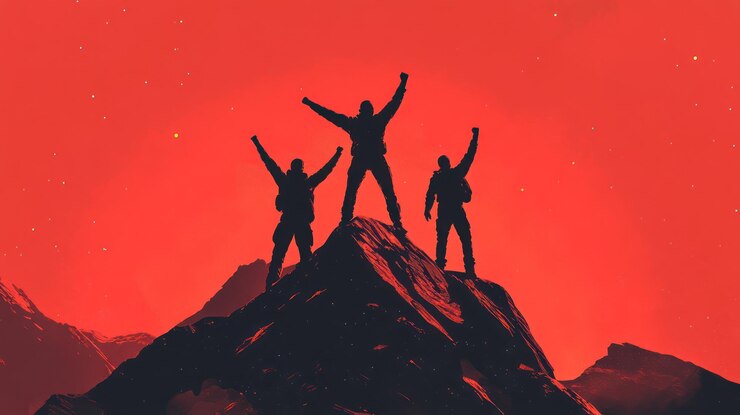 PSD conquering the summit a triumphant ascent under crimson skies