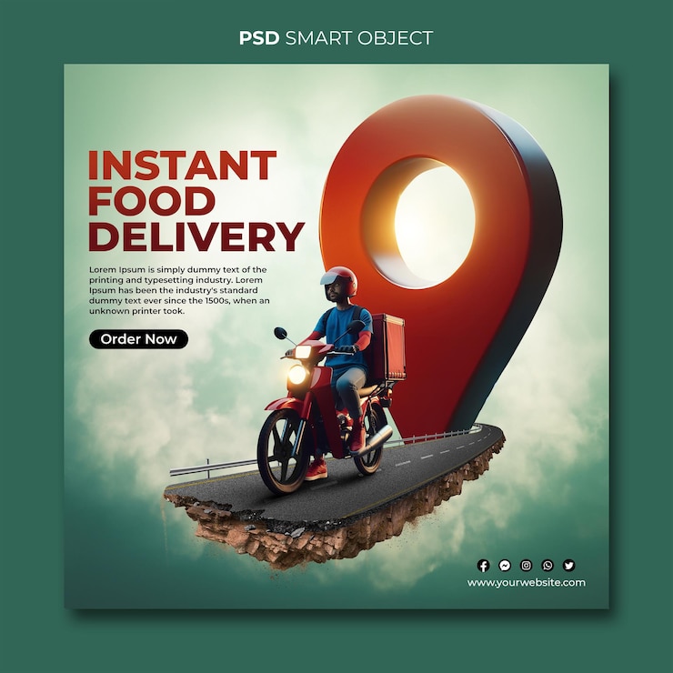 PSD consegna di cibo instagram creative post